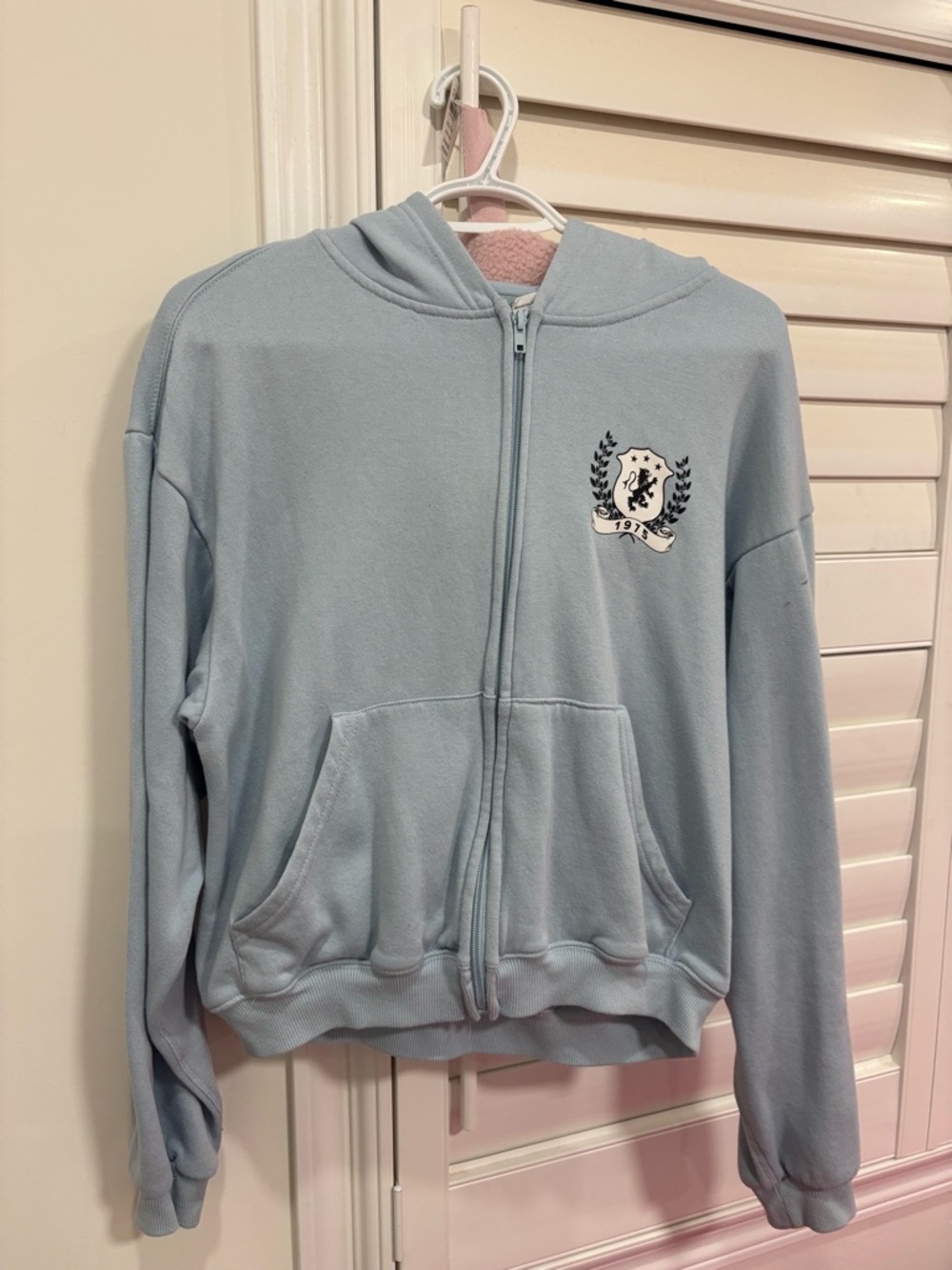 Urban Planet Light Blue Hoodie with Pink Sherpa Lining